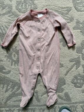 Hanna Andersson Pink and White Striped Footed One-Piece
